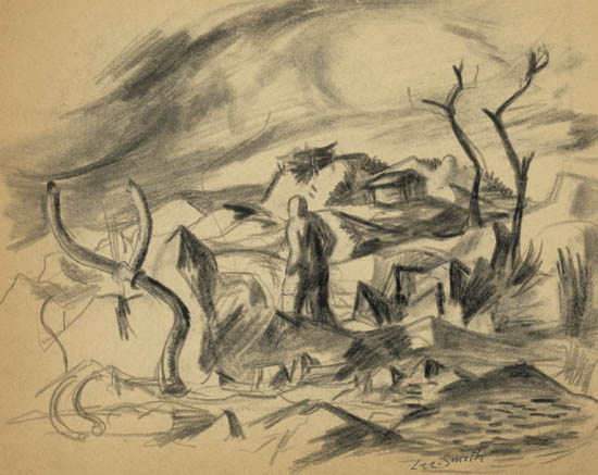 HUGHIE LEE-SMITH (1915 - 1999) Untitled (Figure in a Desolate Landscape).